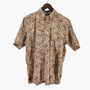 Reyn Spooner Classic Fit Yellow Floral Daisy Button Up Hawaiian Shirt Sz Medium